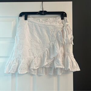 White eyelet double lined skirt